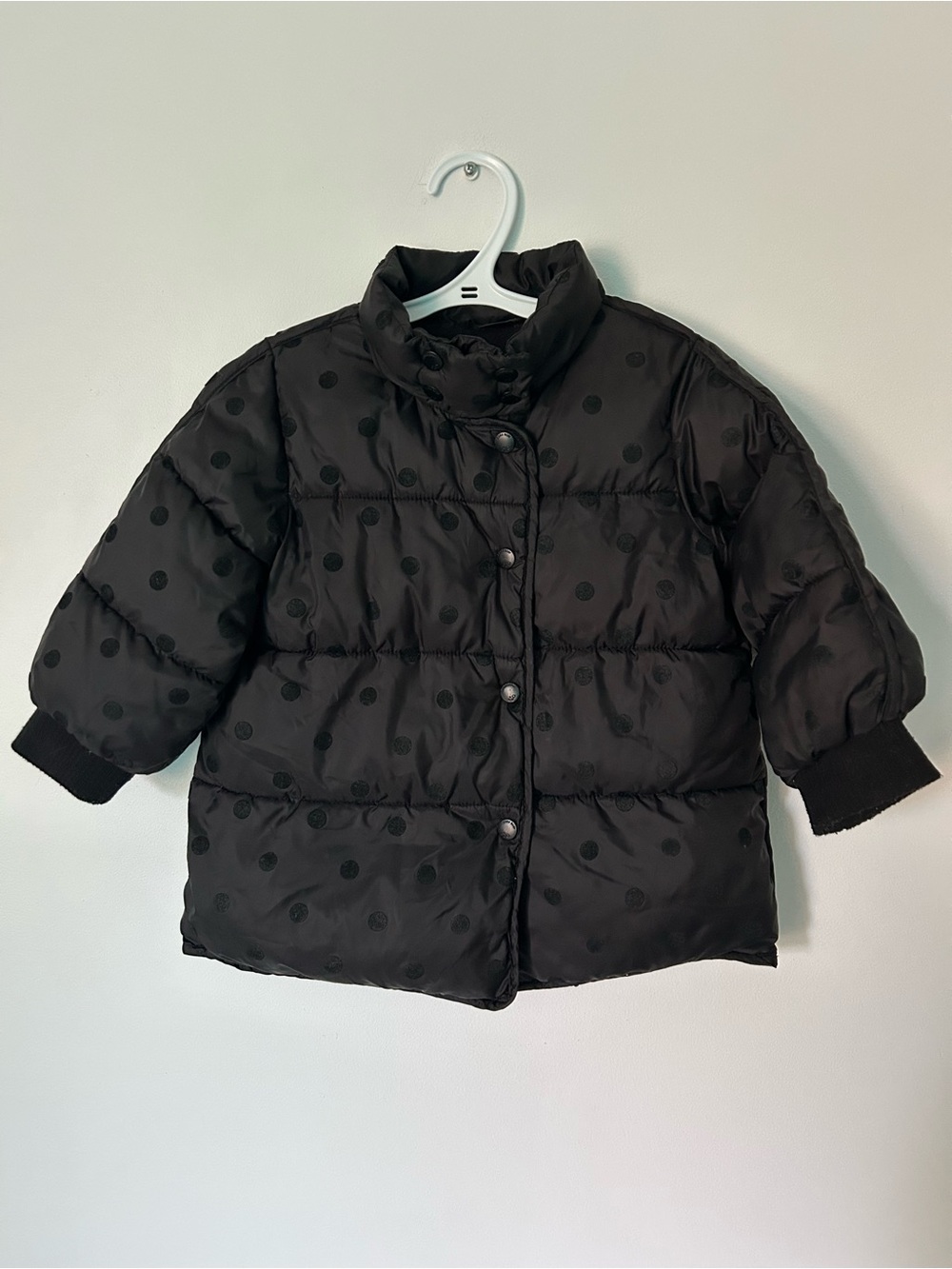 ZARA Kids Black Polka Dot Puffer Jacket
